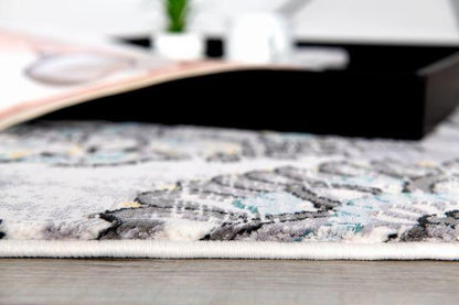 Oasis Collection Modern Floral Area Rug, Grey