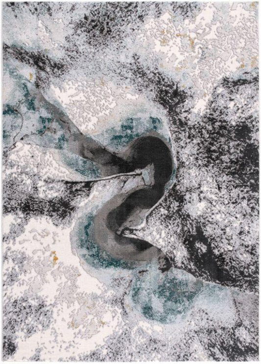 Tapis gris rivière abstrait Oasis