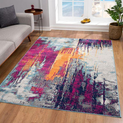 Savannah Collection Modern Abstract Area Rug And Doormat, Multicolor