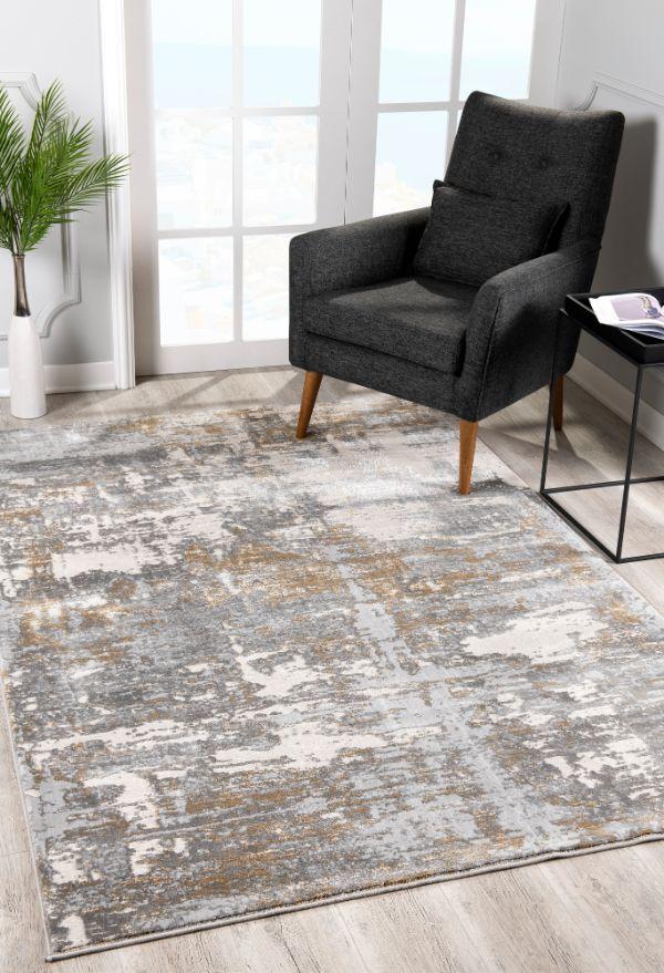 Vireo Abstract Distressed Comtemporary Grey and Brown Indoor Rug