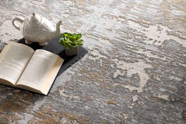 Vireo Abstract Distressed Comtemporary Grey and Brown Indoor Rug
