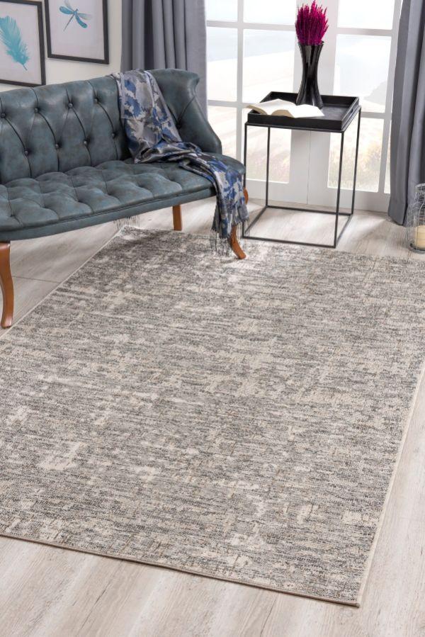 Zen Distressed Solid Modern Grey and Beige Indoor Rug