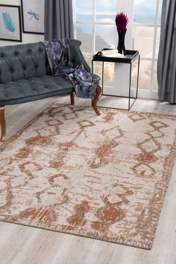 Solana Boho Contemporary Rust and Beige Indoor Rug