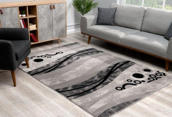 Montage Collection Modern Abstract Area Rug and Runner, Grey