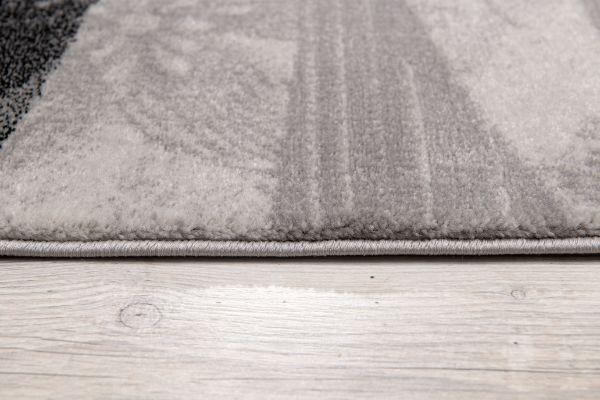Lehar Abstract Wave Contemporary Grey and Black Indoor Rug