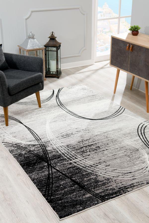 Montage Collection Modern Abstract Area Rug And Runner, Grey