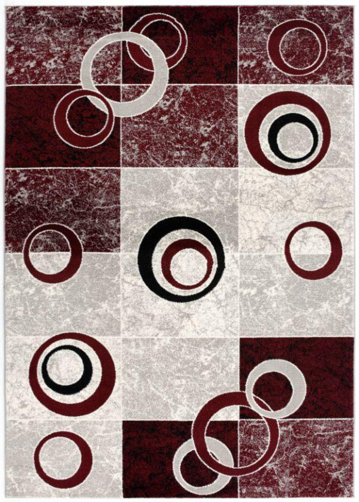 Alfombra de interior Shiki abstracta contemporánea roja y gris