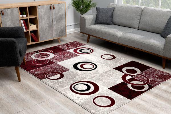 Montage Collection Modern Abstract Geometric Area Rug And Runner, Red