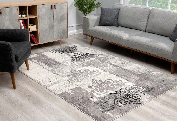 Montage Collection Modern Abstract Area Rug And Runner , Grey
