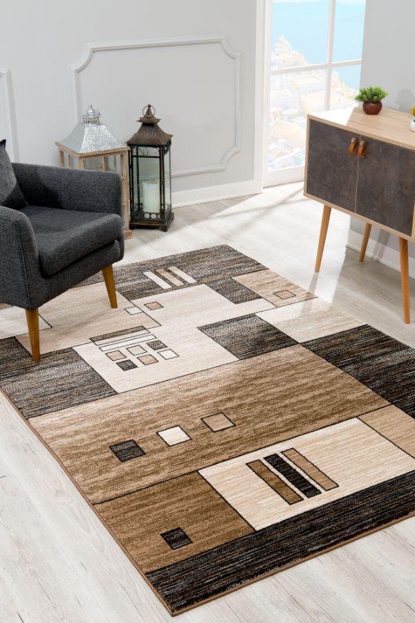 Montage Collection Modern Geometric Area Rug And Runner, Beige