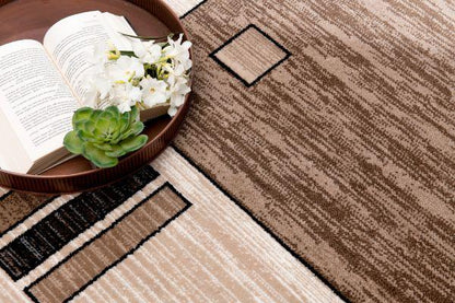 Montage Collection Modern Geometric Area Rug And Runner, Beige
