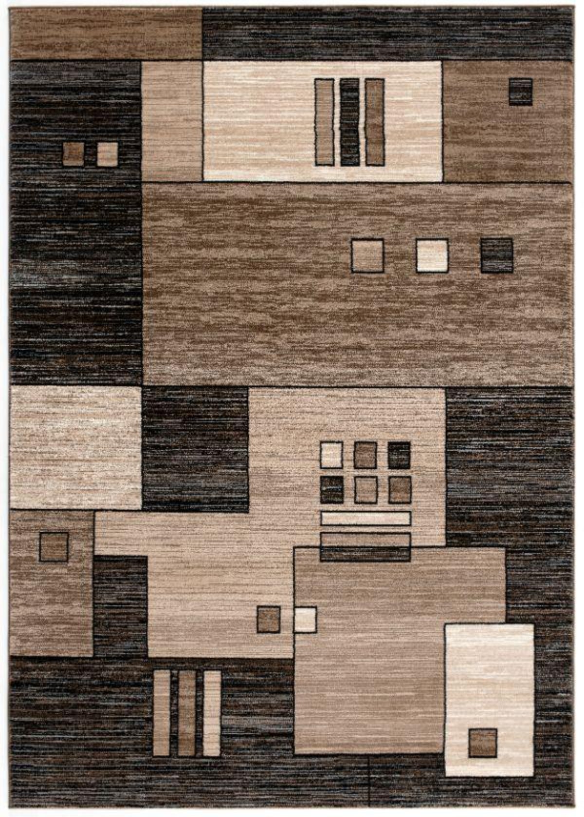 Shizen Geometric Contemporary Brown and Beige Indoor Rug