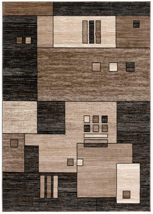 Tapis marron à carreaux géométriques Montage