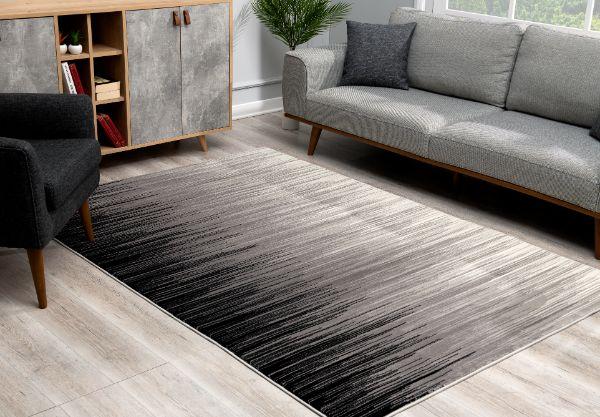 Montage Collection Modern Abstract Area Rug And Runner, Black