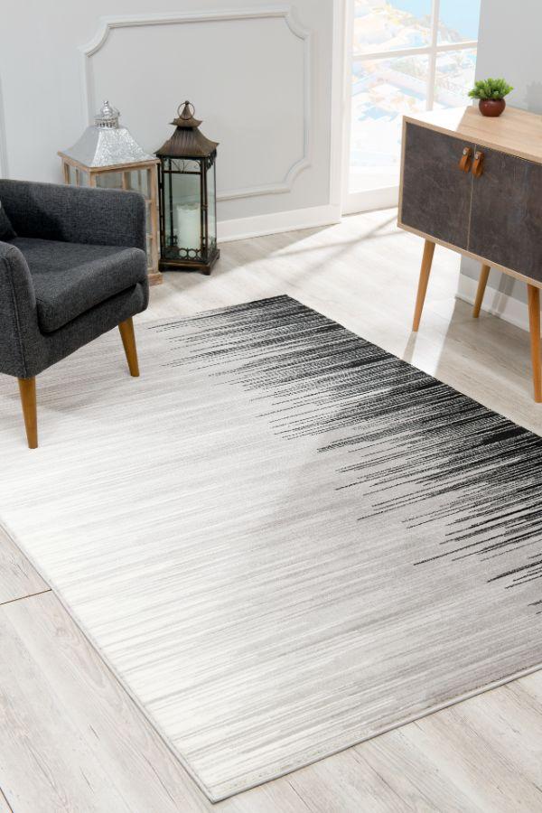 Montage Collection Modern Abstract Area Rug And Runner, Black
