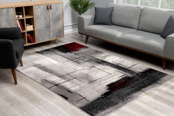 Montage Collection Modern Abstract Runner Area Rug, Grey