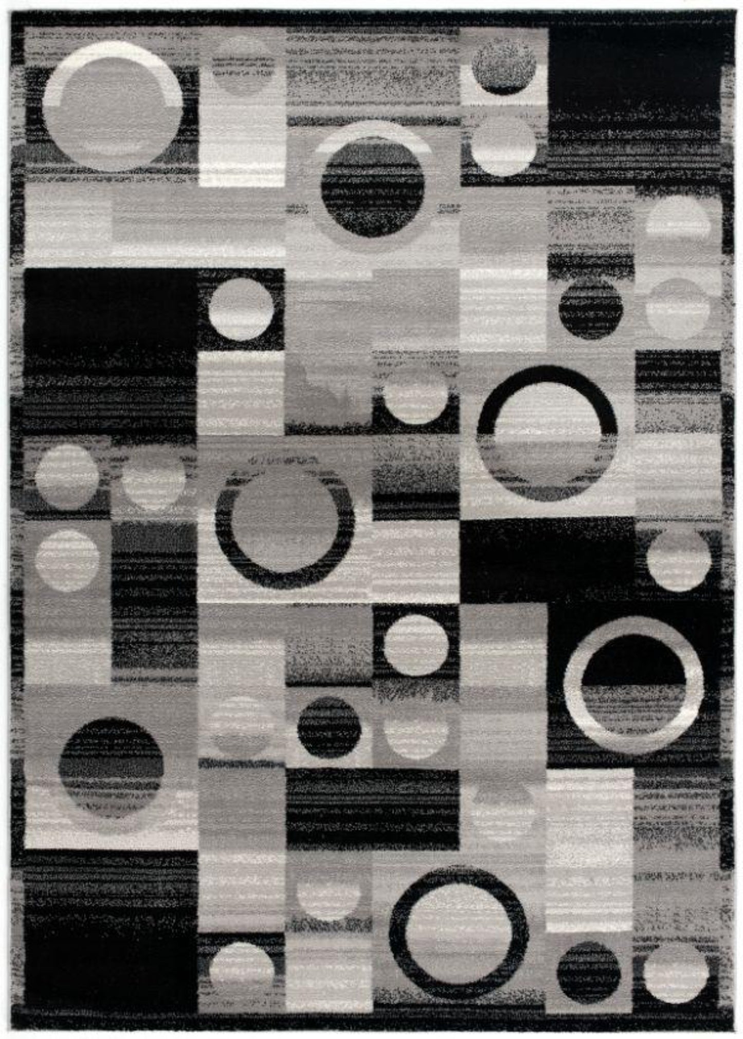 Tapis noir à carreaux géométriques Montage