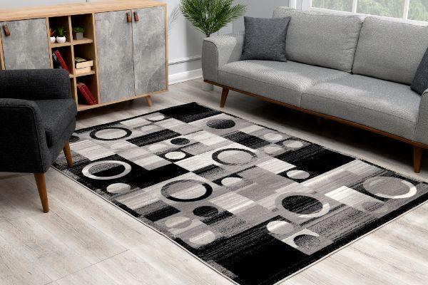 Montage Collection Modern Geometric Runner Area Rug, Grey