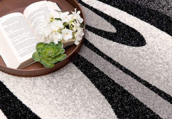 Montage Collection Modern Abstract Area Rug And Runner, Black Grey