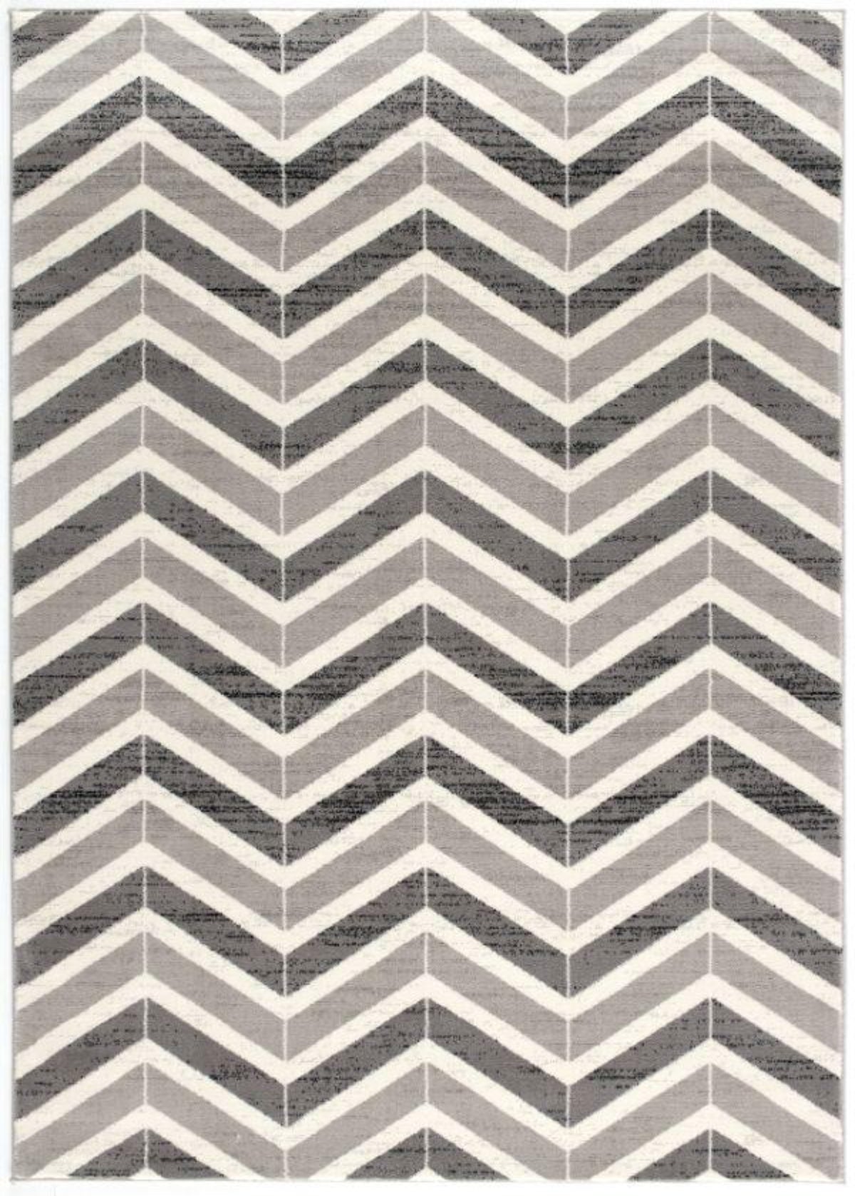 Kirei Chevron Contemporary Grey and Beige Indoor Rug