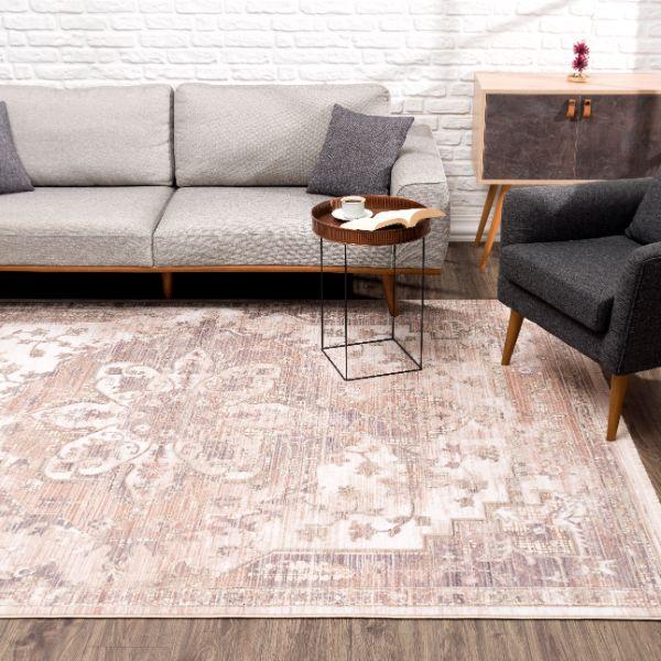 Padova Floral Medallion Transitional Beige and Brown Indoor Rug