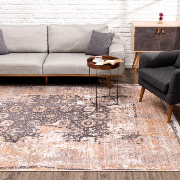 Amalfi Collection Modern Oriental Area Rug And Runner, Grey
