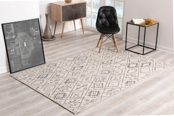 Vista Collection Modern Geometric Area Rug, Ivory