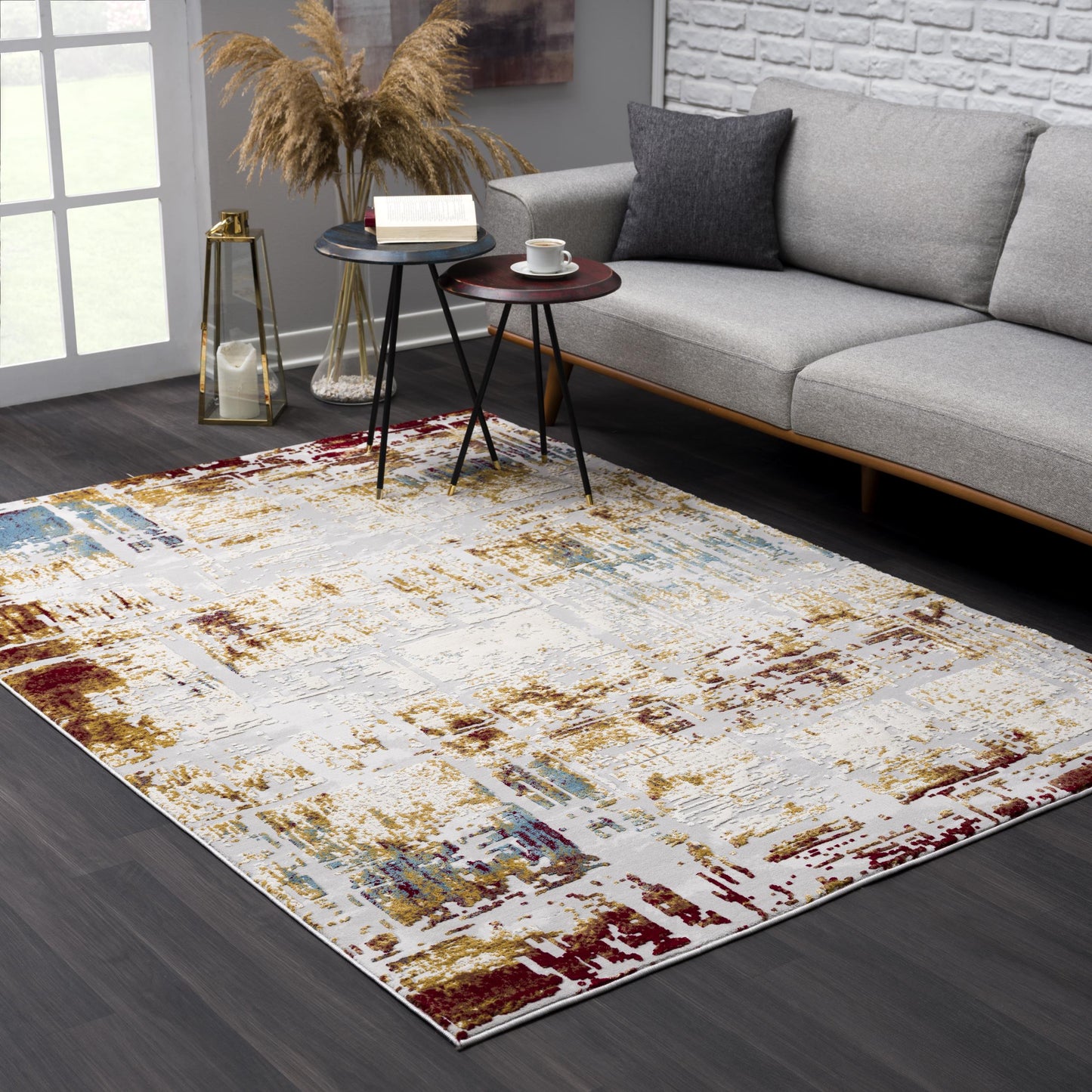 Tapis beige contemporain abstrait Vogue